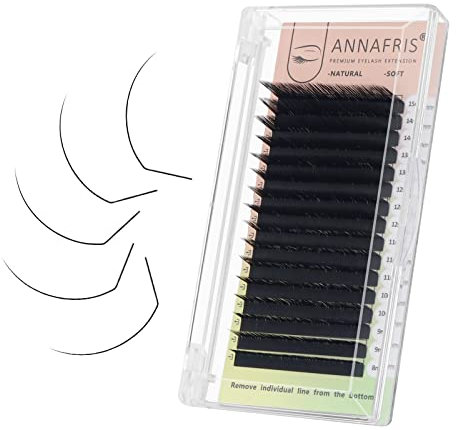 ANNAFRIS C/D/L/L+/LC/LD/LU/M Curl Individuelle Wimpernverlängerung Natürlich Synthetischer Nerz Eyelashes Matt-schwarz Falsche Lashes Volumen Wimpern Extensions (0.07mm (8-15mm) Mix, LC Curl)