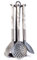 AMC Lot de 4 louches de cuisine en acier inoxydable avec porte-louches poignée en plastique et acier effet marbre composé de cuillère, écumoir, spatule abaissée, louche à pâte, Accessoires Cuisine