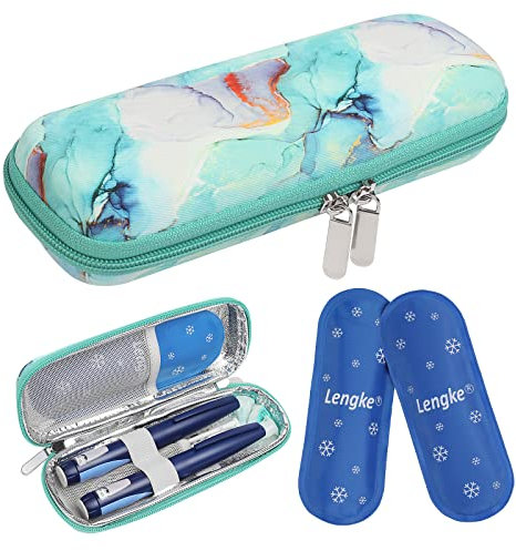 BOMKEE Insulin Pen Tasche, Insulin Kühltasche Medikamententasche für Unterwegs Diabetes Tasche für Insulin Pen, Glukose Meter mit 2 Kühlakkus