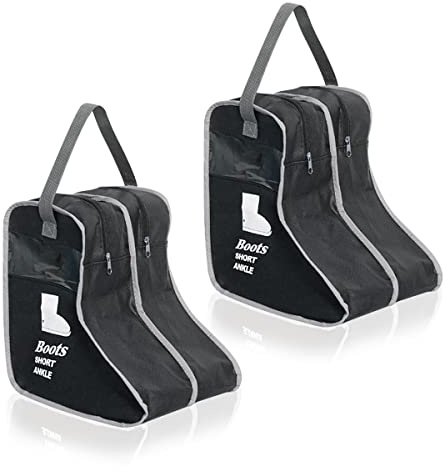 KOVOSCH 2 Pack Portable Boots Storage Bag, Black Shoe Bags for Storage and Travel Dust Proof Travel Shoe Bags for Packing (Medium)