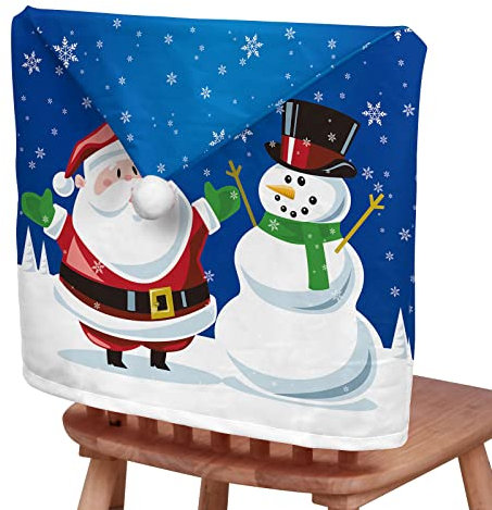 Chickwin Stuhlhussen Weihnachten 2/4/6/8er Set, Weihnachts Themen Stuhl-Rückenabdeckung Rot Weihnachtsstuhlbezüge Stuhl Bezüge für Weihnachten Deko Zuhause Küche (Blau,4 er Set)