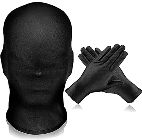 WUERKIYA 2 Stück Vollgesichtsmaske Halloween Milchseide Vollgesichtsmaske Unisex Gesichtslose Maske für Halloween Party Kostüm cool und trendy -Schwarz