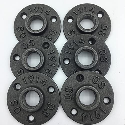 ROPOCM Pipe fitting Bracket Floor pipe key clamp through pipe scaffolding flange steel galvanized black decorative joint cast (1 inch)