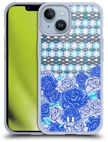 Head Case Designs Indigo Azul Floral Caso de Gel Suave Compatible con Apple iPhone 14