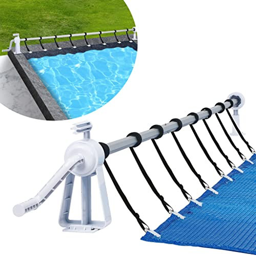 YZNAHRE Pool Aufrollsystem 1,05m - 6,15 m Verstellbar | Alu Teleskoprohr | Pool Aufroller Aufrollvorrichtung Aufrollsystem für Solar- und Poolplanen, Abdeckplane, inkl. Bänder