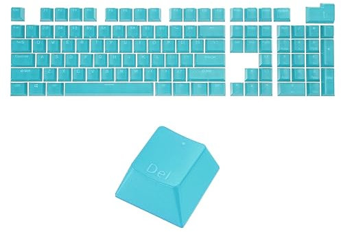 sourcing map 108 Keys Pudding Keycaps Set OEM Profile 60 Percent ABS for Mechanical Keyboard Layout, Dark Blue Double Shot