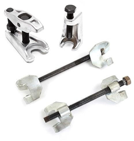 XPOtool Federspanner Satz 4-TLG. 370 mm aus Stahl, mit Kugelgelenkabzieher Montagespanner Audrücker, für Pkw Tuning Tieferlegung, Spannwerkzeug