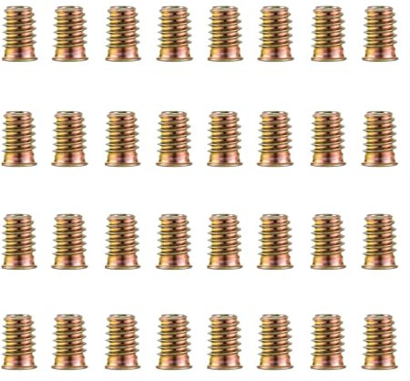 HXJDAM 100 tuercas roscadas M6 x 15 mm, inserción roscada de madera, tuercas atornillables galvanizadas M6, manguitos roscados hexagonales, tuercas roscadas para muebles de madera