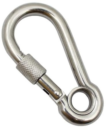 JT-HLM 4pcs 304 Stainless Steel Multi-Use Carabiner Clips, Mountaineering Bbuckle With Nut，Spring Snap Wire-gate Hook with Spring Clip for Dog Leash, Bag pack, Keyring for Indoor & Outdoor (M10X100)