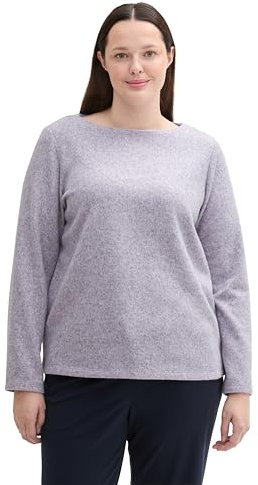 TOM TAILOR Damen 1043760 Plussize Cosy Sweatshirt mit Knöpfen, 33805-Soft Lavender Melange, 50