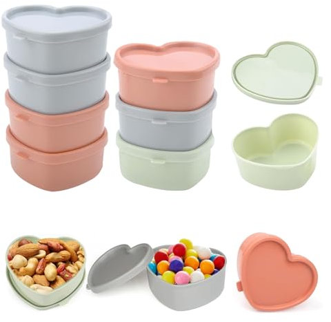 SMYJDMM Kleine Dosen mit Deckel, 8er-Set Gefrierdosen Klein, Love shape Gefrierdosen Set Kleine Gefrierdosen Mini Gefrierdosen zur Aufbewahrung für Snacks Dips(Grau Rosa Türkis)