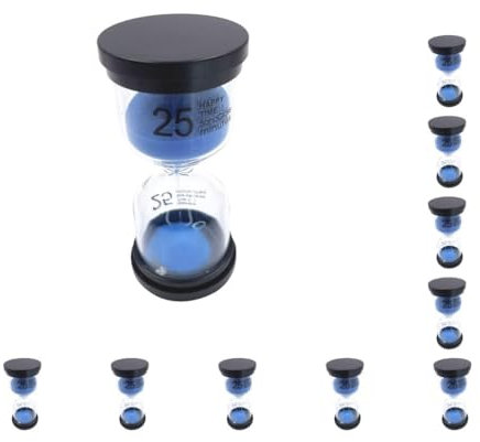 Lot de 10 sabliers en verre sablier 25 minutes pour jeux et décoration de bureau