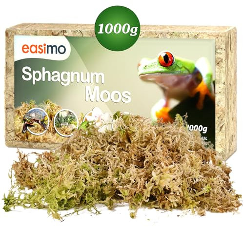easimo | Sphagnum Moos für Pflanzen & für's Terrarium 1 kg I Moos für Orchideen Terrarien und andere Zimmerpflanzen I Lebendes Torfmoos Peat Moss