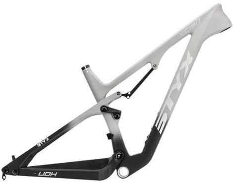 HIMALO Kohlenstoff Federung Mountainbike-Rahmen 29er Softtail MTB-Rahmen 17'' DH/AM/XC Enduro Downhill Rahmen Scheibenbremse 148mm Steckachse Boost(Color:Black Gray)