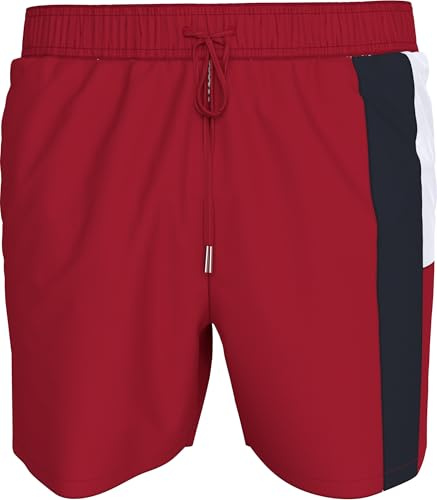 Tommy Hilfiger Herren Badeshorts Medium Drawstring mit Tunnelzug, Mehrfarbig (Medium Red), M