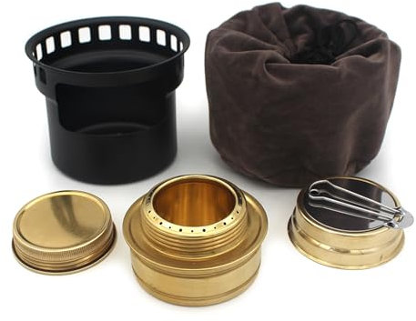 Illkjasfc Hornillo de camping a prueba de viento portátil quemador de alcohol hornos barbacoa al aire libre camping senderismo mochilero