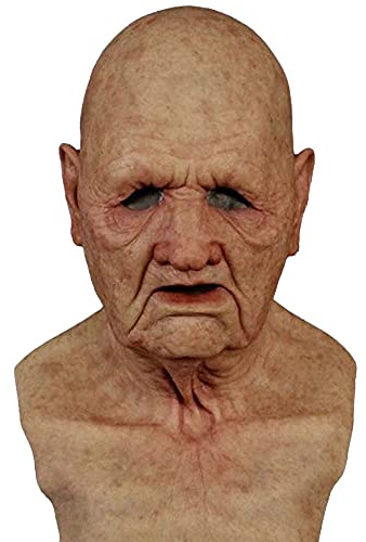 old man Latex mask Realistic Bald Halloween Mask for Costume Party (K)