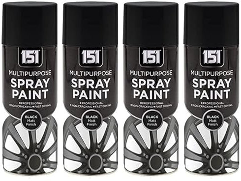 SDMAX Black Matt Spray Paint For Wood, Plastic And Metal, Non-Cracking, Fast Drying, Durable Construction, Portable And Lightweight, Matte Finish, Multipurpose Use, 400ml (4PCS)