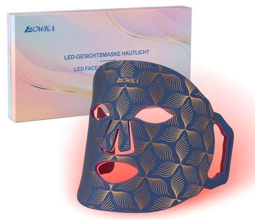 BOWKA LED Gesichtsmaske Silikon faltbar Licht Photon Gesicht Spa Hautpflege Haut straffen für Hautverjüngung Faltenbehandlung Anti Akne, Anti Falten, Anti blemish, Sommersprossen entfernen