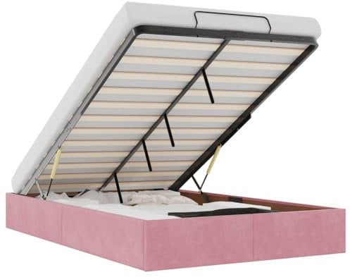 vidaXL Struttura Letto Pouf Senza Materasso Rosa 120x200 cm Velluto