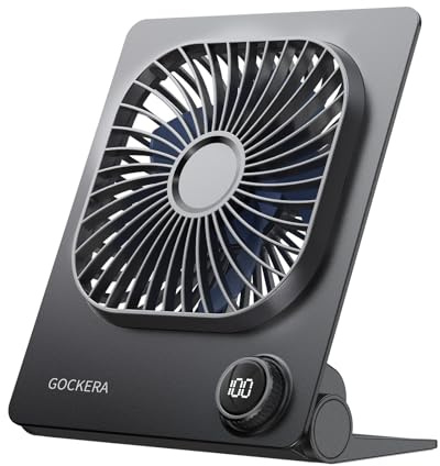 Desk Fan, 6.61''Ultra-thin 5000mAh Battery Powered Fan with Powerful Wind,100 Speeds Adjustable&Digital Display,Timer,Ultra-quiet Small Portable Fan for Bedroom,Office,Travel,Summer Essentials