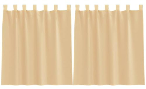 vidaXL Voile Vorhänge mit Schlaufen 2 STK. Sandfarbe 140x140 cm, Gardine, transparenter Vorhang, Fenster-Voile, Fensterdekoration