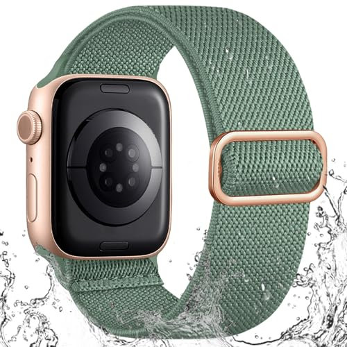 IMIVIO Sport Band Kompatibel mit Apple Watch Armband 41mm 40mm 42mm 38mm Damen Herren, Schmutzabweisend Nylon Elastisch Loop für iWatch Series 11 10 9 8 7 6 5 4 3 SE 3 2 1, Kieferngrün