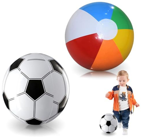 2 Stück Wasserball Aufblasbar,40 cm Kleinstrandball,Beach Ball,Schwimmbad Spielzeug,Aufblasbarer Ball,Tauchbälle,Beachball in Regenbogenfarben für Beach Balls Pool Party Kinder und Erwachsene