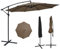 YU YUSING Parasol Déporté Inclinable 3x3M avec Manivelle et Housse, Anti-UV UPF50+, Grand Parasol de Jardin Balcon Terrasse Extérieur, Imperméable, 8 Armatures Ultra-Résistantes, Base Croisée, Brun