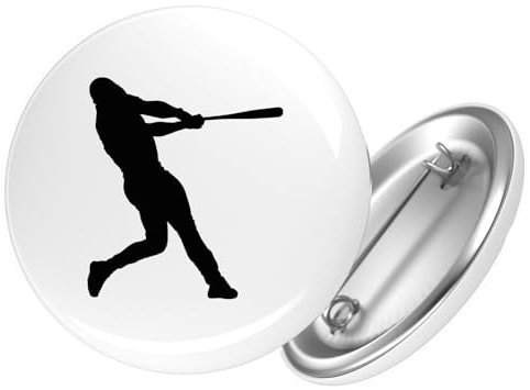 Huuraa Ansteckbutton Baseball Silhouette Geschenk Größe 59mm Baseball Accessoire