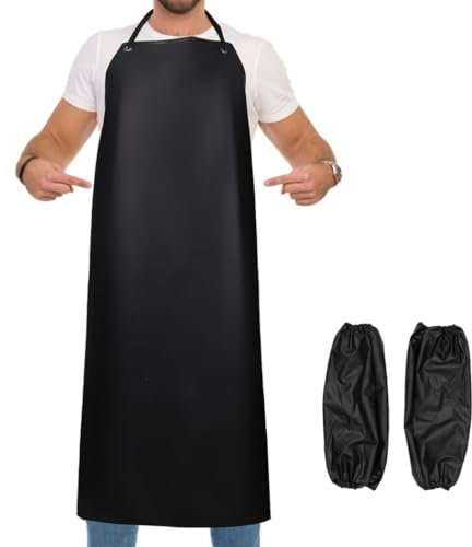 Pvc Apron With Arm Sleeves, Waterproof And Heavy Duty, Adjustable For Cooking, Barbecue, Pet Grooming, Lab Work, And More