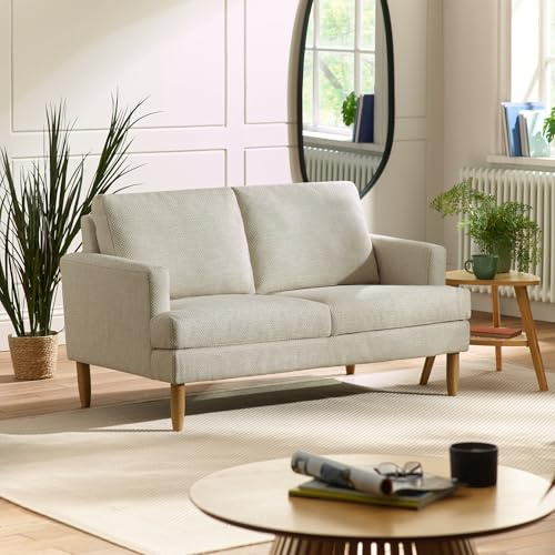 Julian Bowen Daisy Beige Pearl Barley Upholstered Compact 2 Seater Sofa