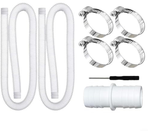 Tubo professionale per pompa per piscina, 32 mm, 1 m, bianco, resistente alle intemperie, in polietilene, con clip di sicurezza e connettore, per attrezzatura da piscina, sistema di irrigazione da