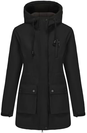 Ynport Crefreak Veste Softshell Imperméable Coupe-vent pour Femme Avec Doublure en Polaire, Capuche Réglable Manteau Chaud Léger pour Tous les Jours et en Plein Air