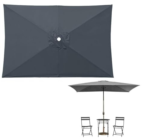 Auvent Housse De De Remplacement Pour 6 Baleines Parasol De Terrasse, 2x2m 3x2m 3x3m Toile Supérieure Imperméable Et Protection UV 30+, Rechange Rectangulaire Toile Pour Parasols De Jardin(Grays,3x2m)