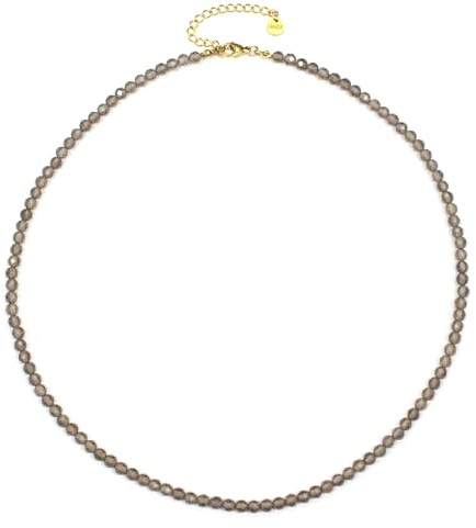 LAKADA Edelsteinkette mit facettierten 4mm Perlen - echte Natursteine - Länge verstellbar - Heilstein Schutzstein Edelstein Collier Glücksbringer Talisman Geschenk