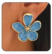 RIXERKOC Blumen Ohrringe Gold für Damen 14K Vergoldet Statement Ohrringe Boho Bunte Floral Ohrringe Hypoallergen Fünfblättrige Blumen Ohrstecker Modeschmuck Geschenke für Muttertag