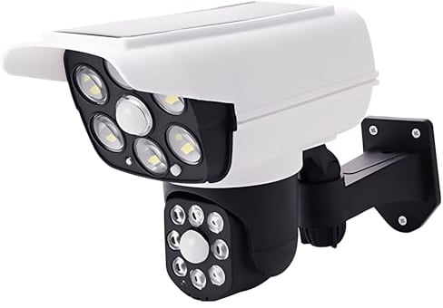 TirEurt Dummy CCTV Camera Solar Dummy Security Camera with Remote Control | Fake Waterproof Outdoor Indoor Simulation Monitor Flashing Red LED Light Beware of Thieves