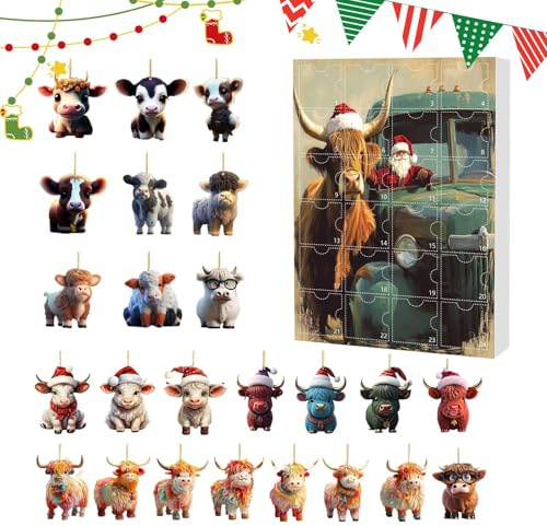 24 Tage Highland Kuh Weihnachts-Advents-Countdown 2D Acryl
