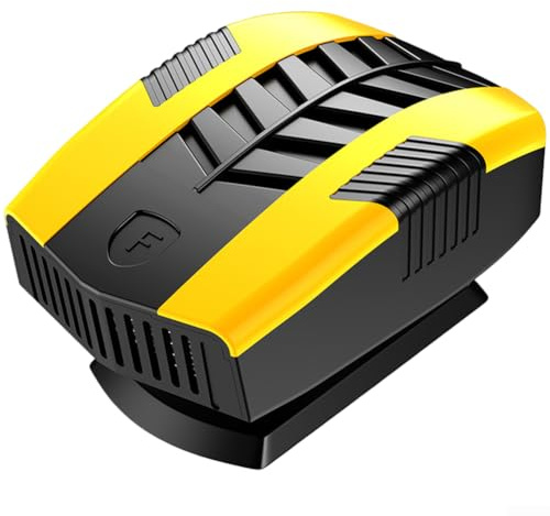 Termoventilatore da 12 V per Auto con Tecnologia PTC ad Alta Densità e Griglie Regolabili per Riscaldare il Parabrezza e Controllare il Flusso d'Aria dell'Abitcolo durante il Tempo Freddo (Giallo)