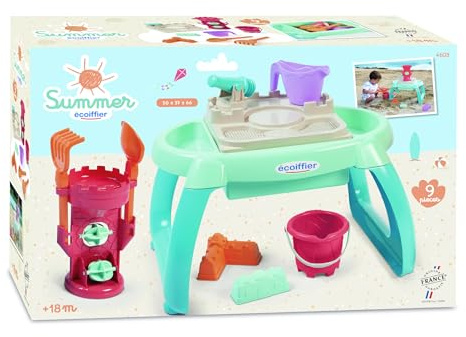 Ecoiffier - Sand- und Wassertisch für Kinder – 3 Fächer mit viel Zubehör – ab 18 Monaten – Spielzeug für Kinder – 4603
