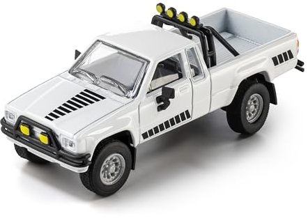 Majorette Auto Collection 1985 Toyota Hilux SR5 Pick Up - Sammlerauto mit Metallchassis, Gummireifen und Showcase, detailreiches Offroad-Modell im Maßstab 1:64, für Sammler und Kinder ab 14 Jahren