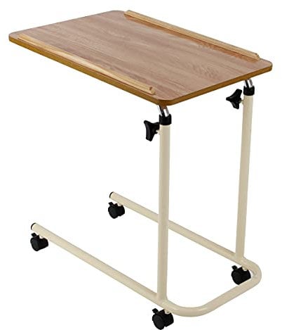 Days Overbed Table with Wheels – Height Adjustable and Lightweight – Laminated 61 x 40 cm Flat Packed Surface for Bed or Chair Use – Ideal for Meals, Laptop Work, and Elderly Care