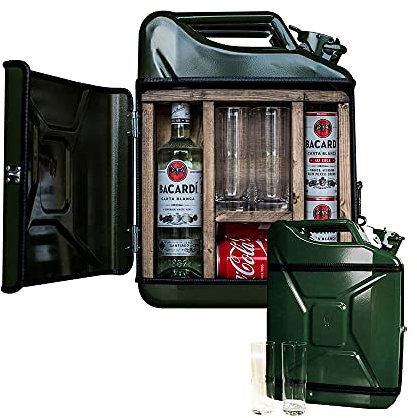 JerryCan Bidon mobile bar armoire de bar avec 2 verres à long drink env. 45 x 35 x 18 cm