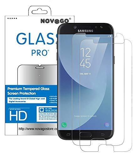 NOVAGO Compatible avec Sasmung Galaxy J7 2017 (J730) / J7 Pro /J7 Prime J7 Duo- Pack de 2 Films Protection écran en Verre trempé résistant (modèle transparent plus petit que l'écran)