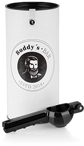 Buddy's Bar – Presse citron de haute qualité en aluminium, salubre pour les aliments et lavable au lave-vaisselle, noir et 21cm long pour une puissance d'impression optimale