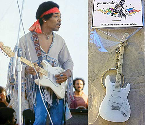 Keychain Guitare Fender Stratocaster Blanc Jimi Hendrix
