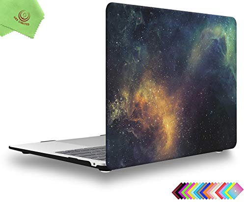 UESWILL Compatible with 2021 2020 2019 2018 MacBook Air 13 inch M1 A2337 A2179 A1932 with Retina Display Touch ID, Galaxy Pattern Hard Case Cover + Microfiber Cloth, Nebula/Green