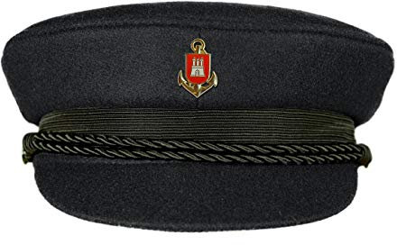 MADSea Elbsegler Premium Tuch mit Pin Hamburg Wappen Anker schwarz, Größe:57, Pins:HH Wappen Anker