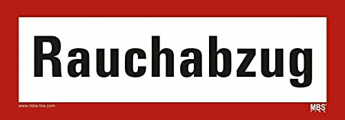Aufkleber Text Rauchabzug Schild Folie Brandschutzzeichen nach DIN 14406 | 210x74mm made by MBS-SIGNS in Germany
